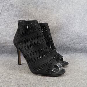 Aldo Shoes Womens 7 Pumps Stilettos Caged Laser Cut Fashion Zip Black Open Toe